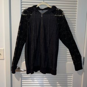 Lace raglan zip up hoodie. Torrid. Size 1